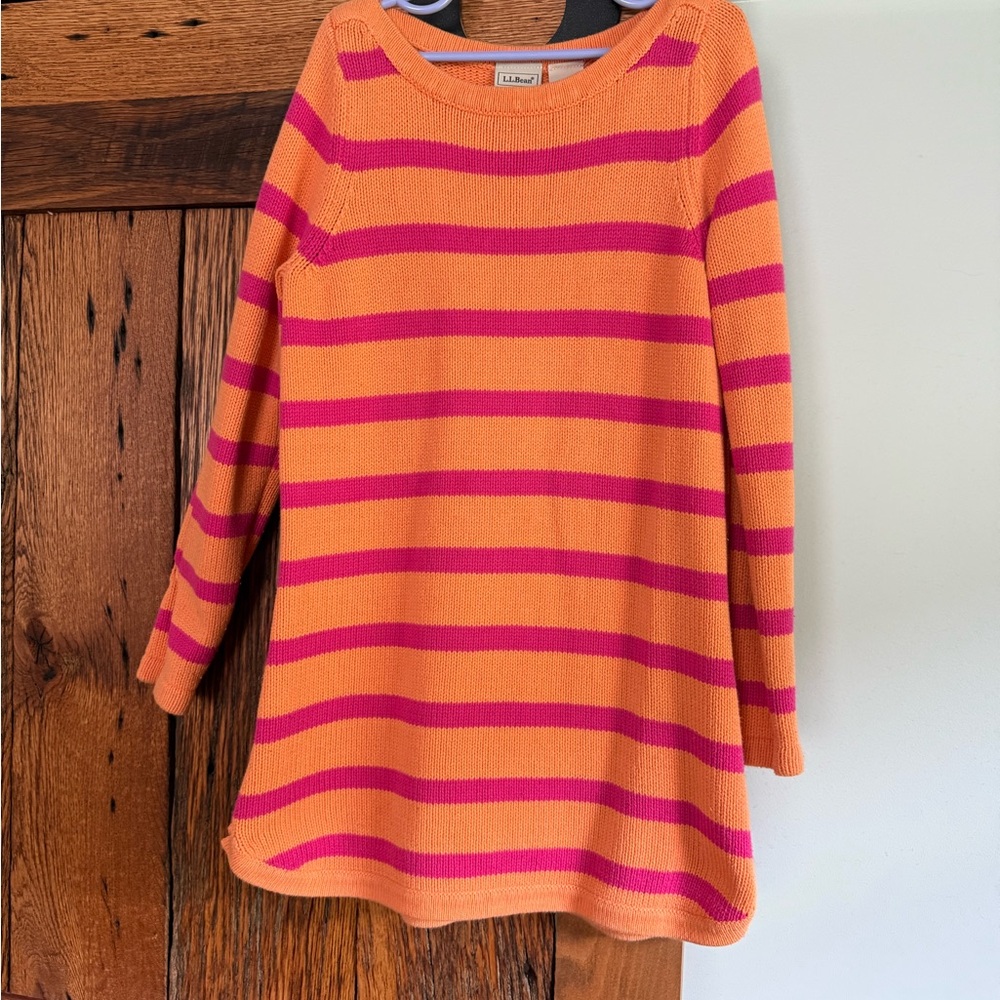 L.L. Bean Orange and Pink Knit Girls Sweater Dress